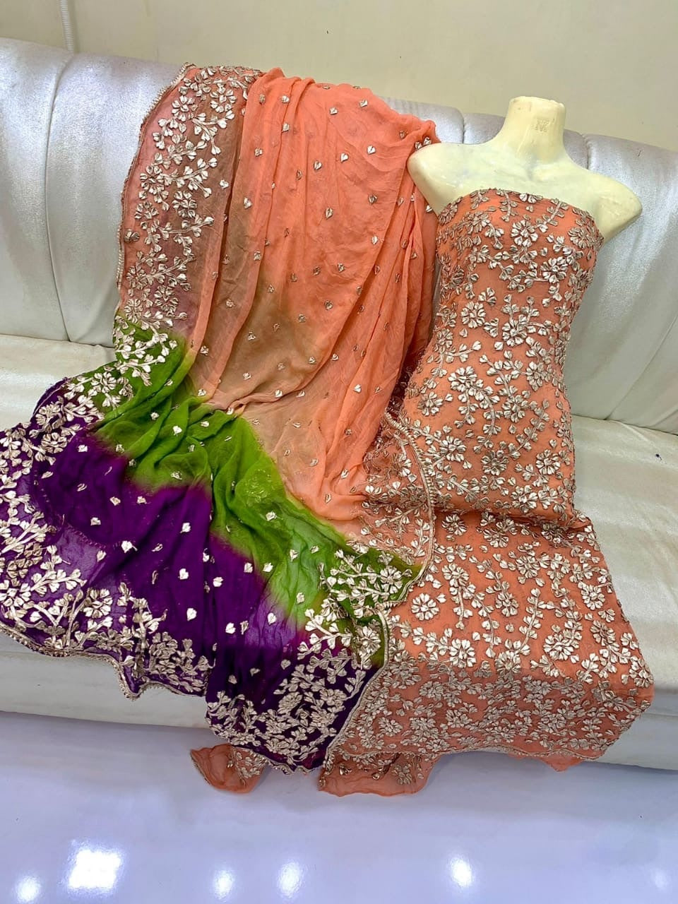 Crinkal Pure Handmade Gota 2-Piece