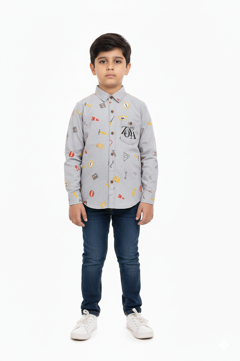 Madrid Hexagonal Pattern Casual Shirt for Boys ( 1 year to 13 year )