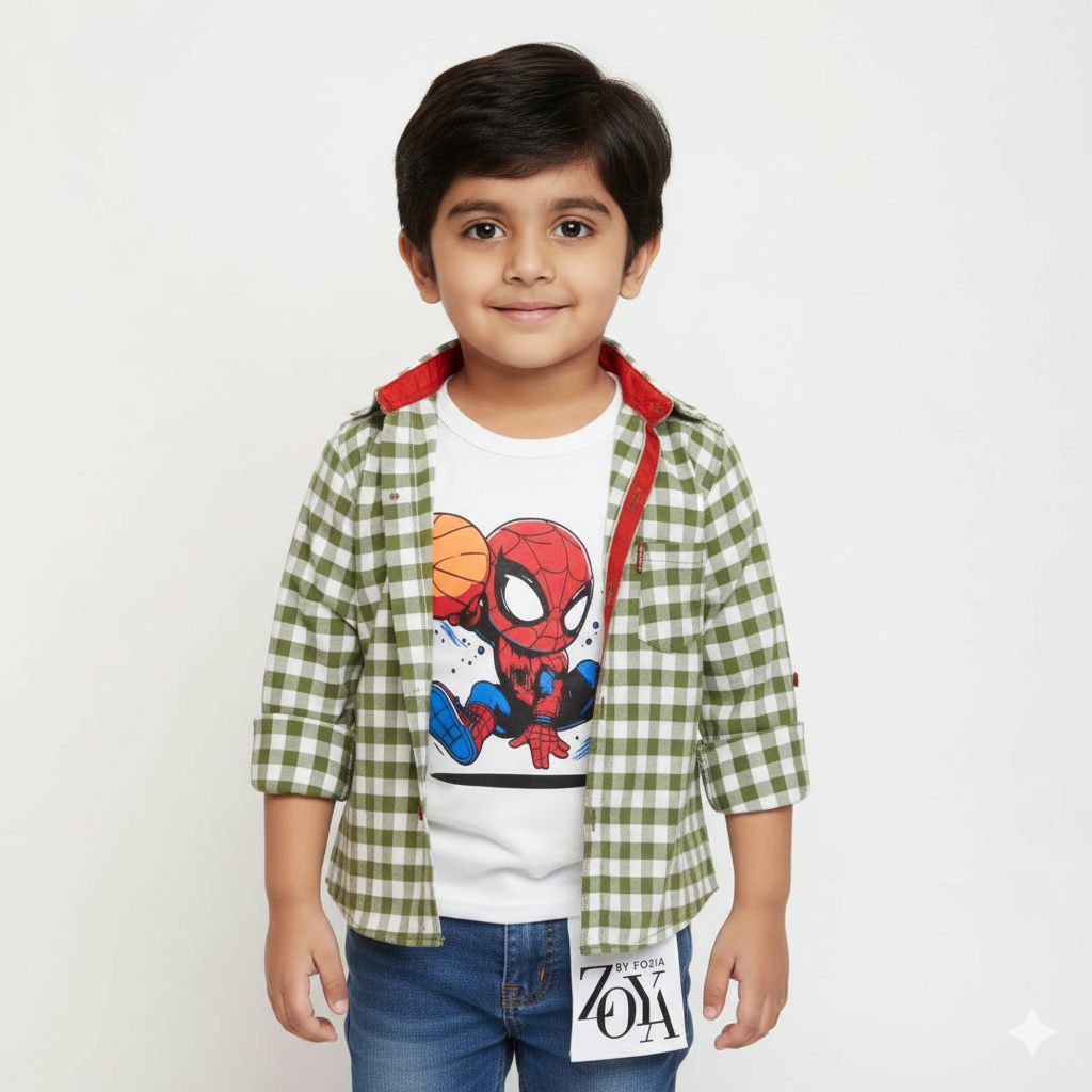 Boys Spider Casual Shirt(1 Years To 13 Years)